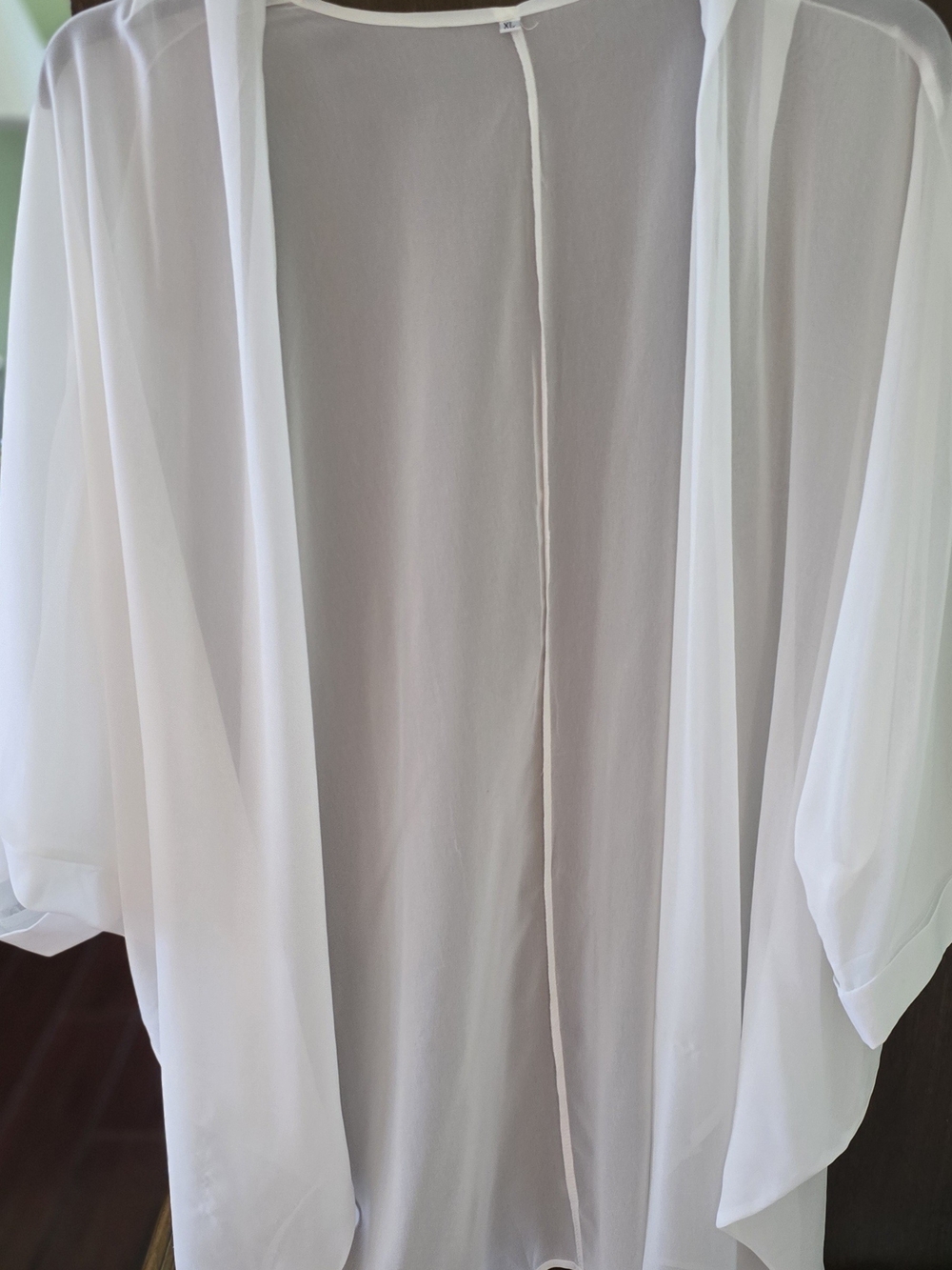 Source Unknown White Sheer Open-Front Kimono Jacket